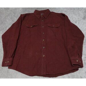 Casual Country Shirt Men's XL Maroon Button Up Flip Pockets Long Sleeve Casual